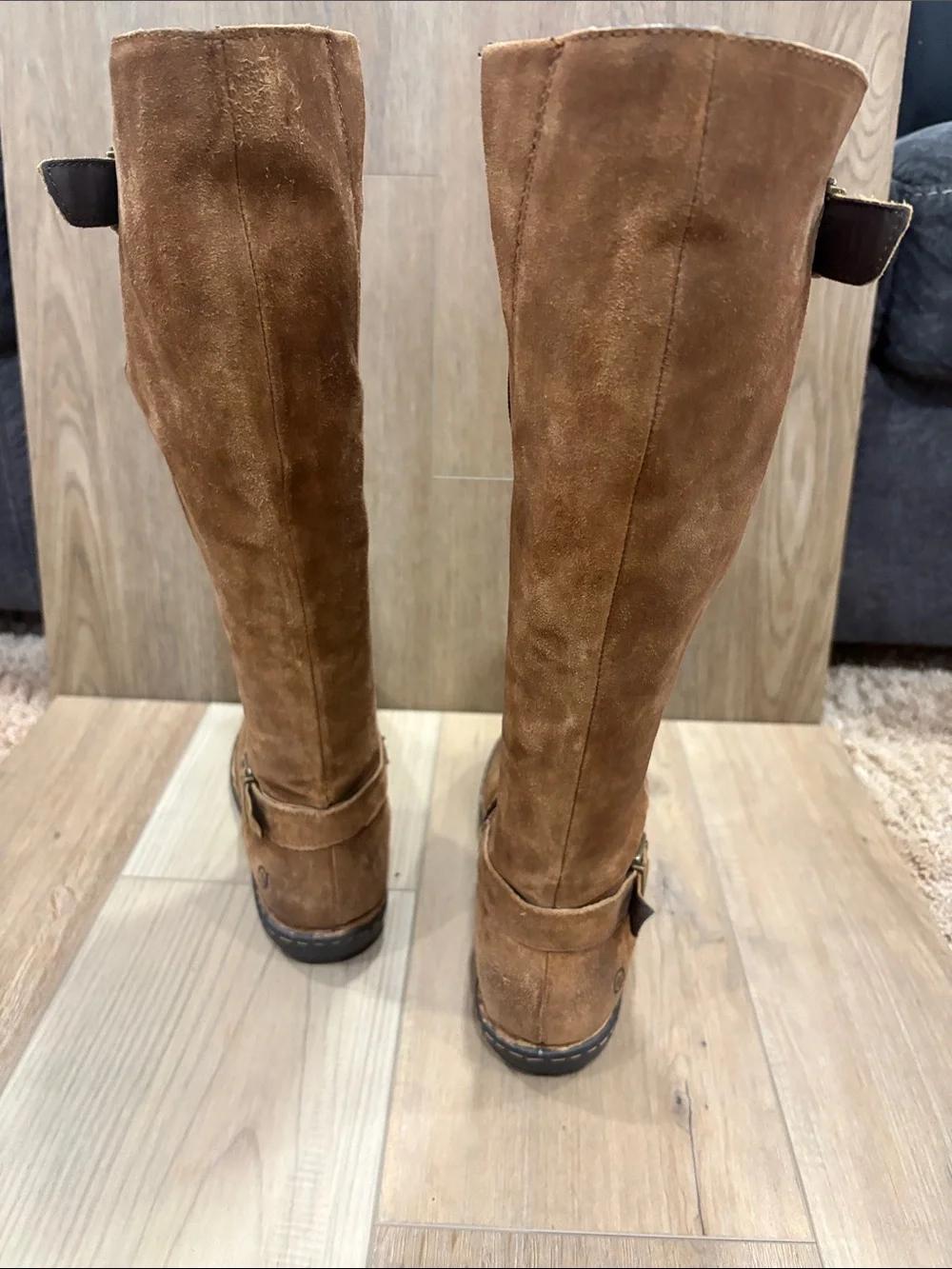 Born F35526 Joly Women's Tall Suede Riding Boots Buckle Chestnut Brown Size 10